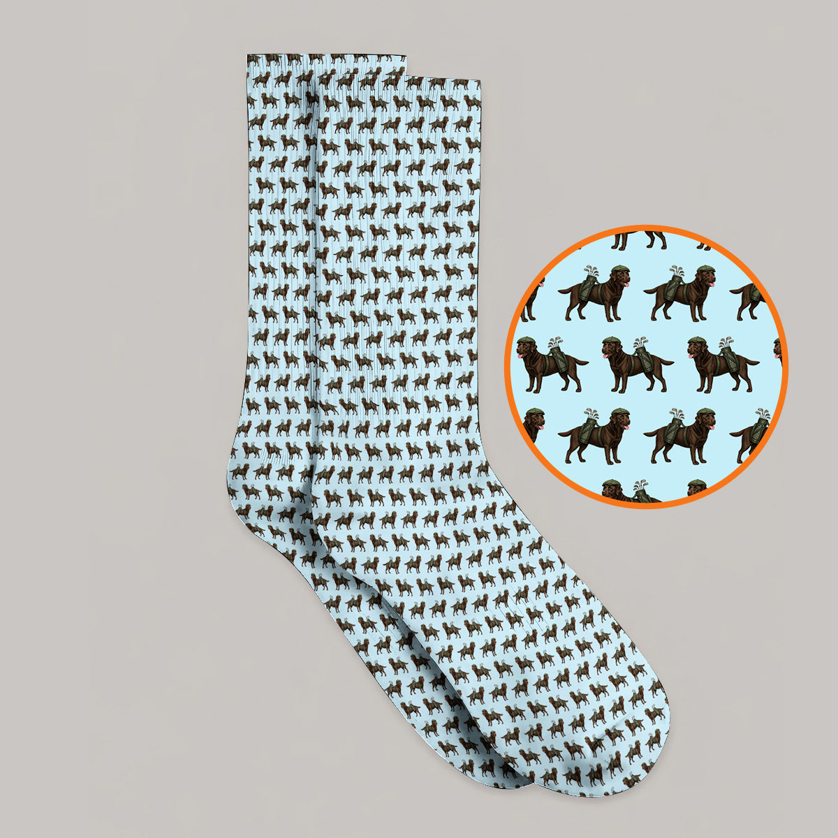 Chocolate Labrador Golf Crew Socks, Funny Dog Golf Socks, Labrador Lover Gift