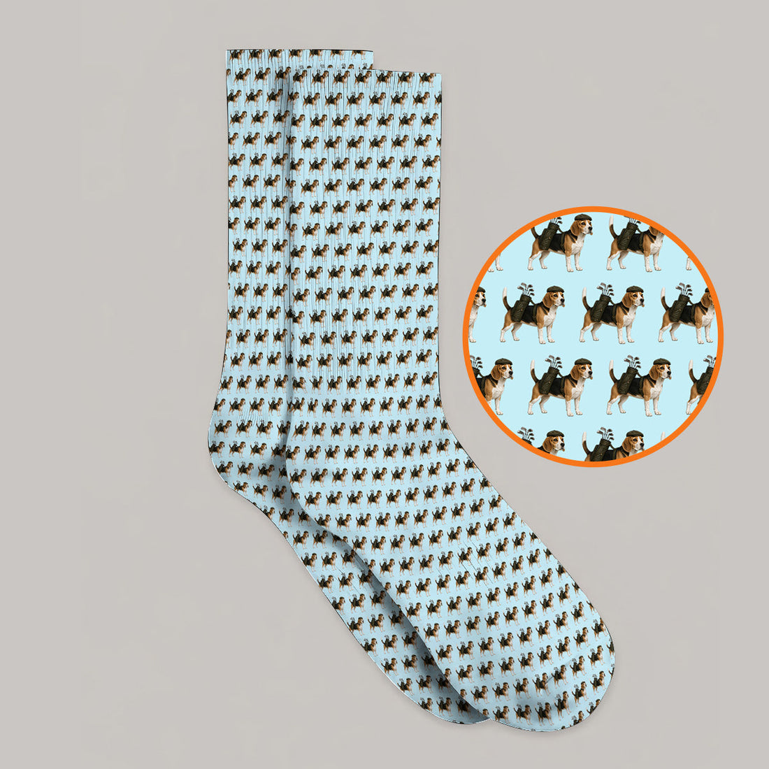 Classic Beagle Pattern Golf Socks, Beagle Dog Golf Sock, Crazy Golf Gift For Golfer
