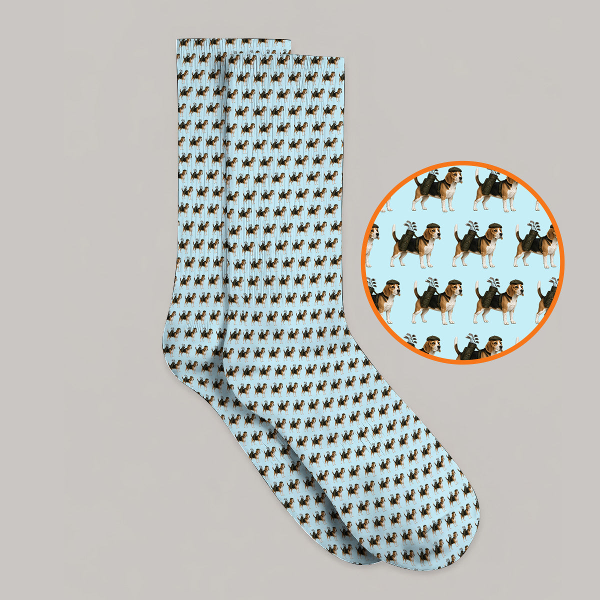 Classic Beagle Pattern Golf Socks, Beagle Dog Golf Sock, Crazy Golf Gift For Golfer
