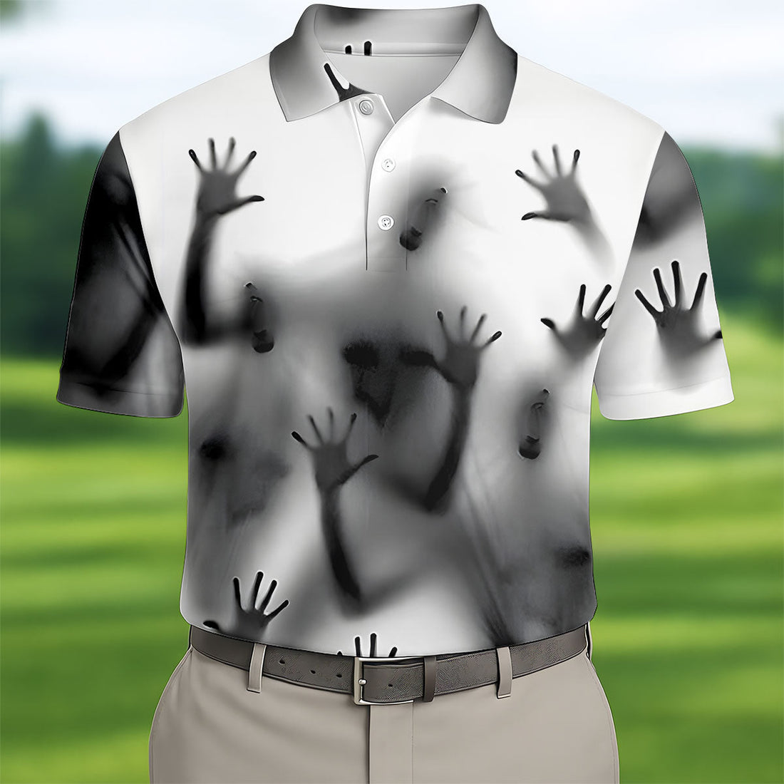 Haunted Shadow Silhouette Golf Polo Shirt, Men's Golf Shirts, Hawaiian Golf Shirt