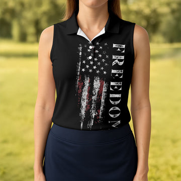 Freedom USA Distressed Flag US 250th Anniversary Golf Shirt, Patriotic Golf Shirt, Golf Shirts For Women