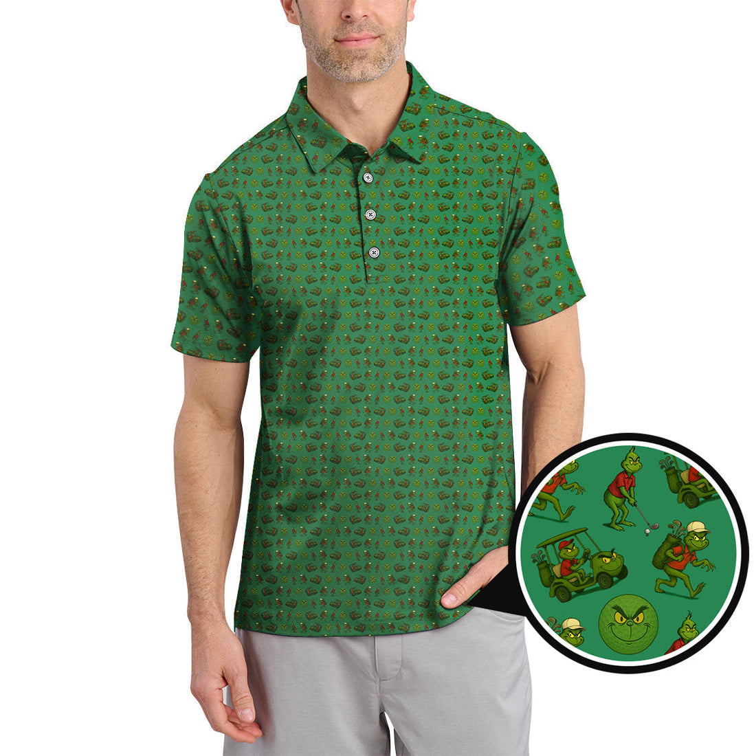 Grinch Golf Shirt, Pattern Golf Shirt For Golfer, Funny Golf Shirt For Men