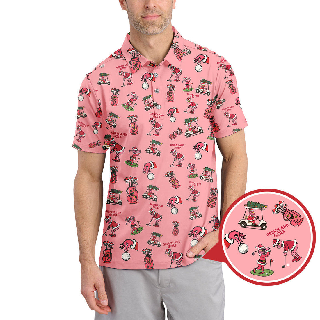 Funny Pattern Golf Shirt, Grinch Golf Shirt, Crazy Golf Shirt For Golfer