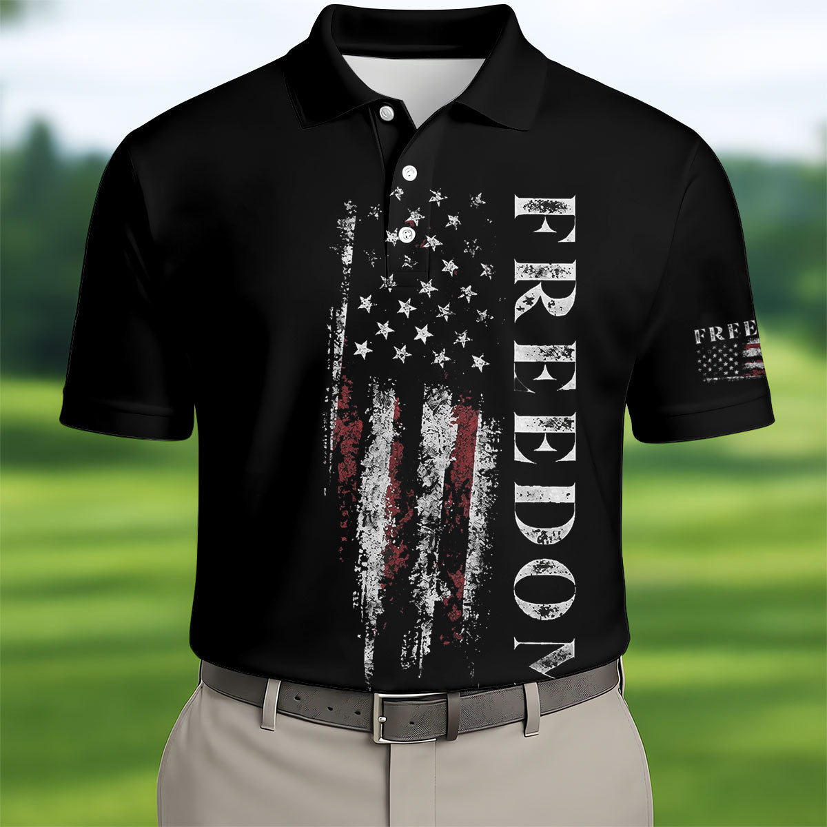 Freedom USA Distressed Flag US 250th Anniversary Golf Shirt, Patriotic Golf Shirt, Golf Shirts For Men
