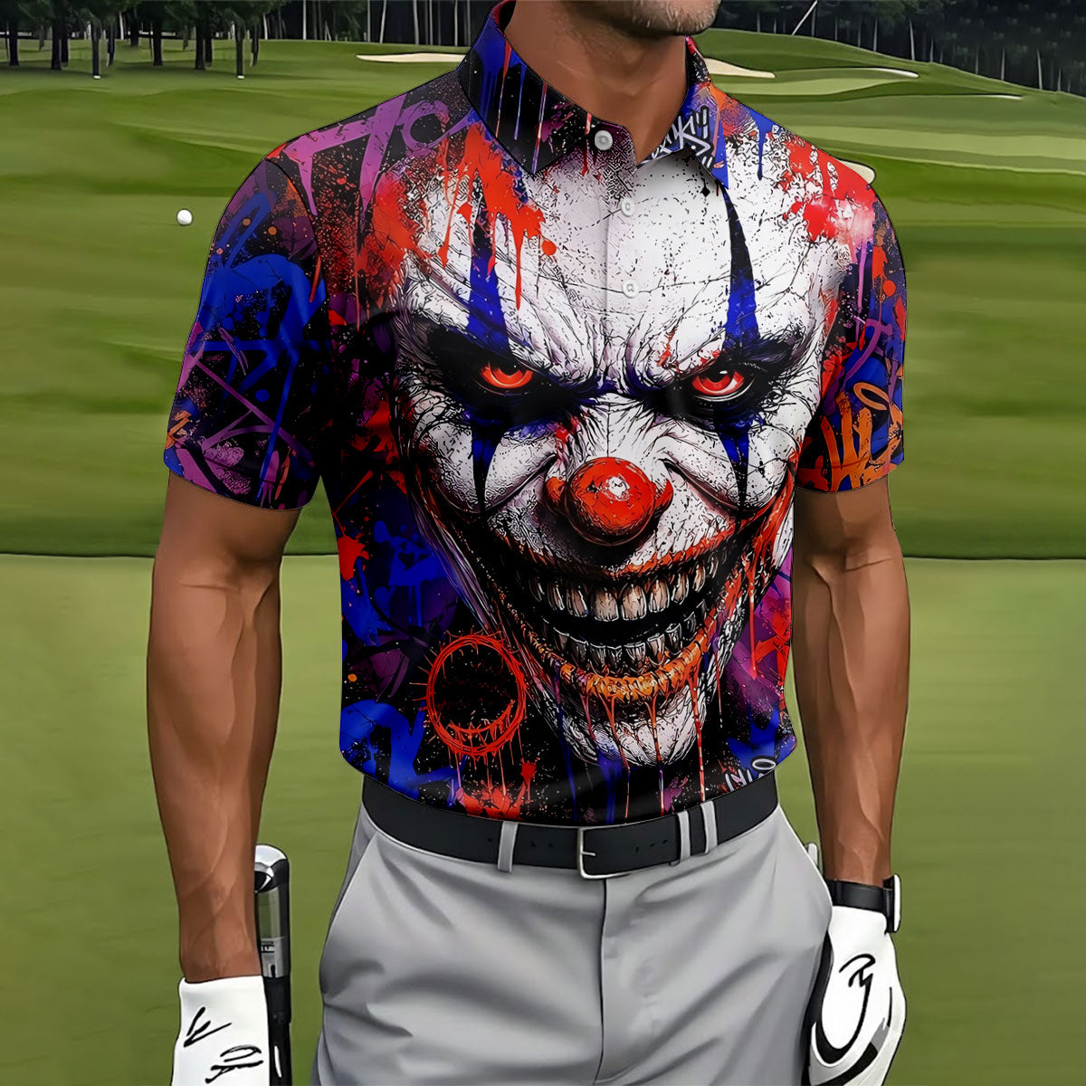 Halloween Horror Character Golf Shirt, Golf Shirts For Men, Hawaiian Golf Shirt