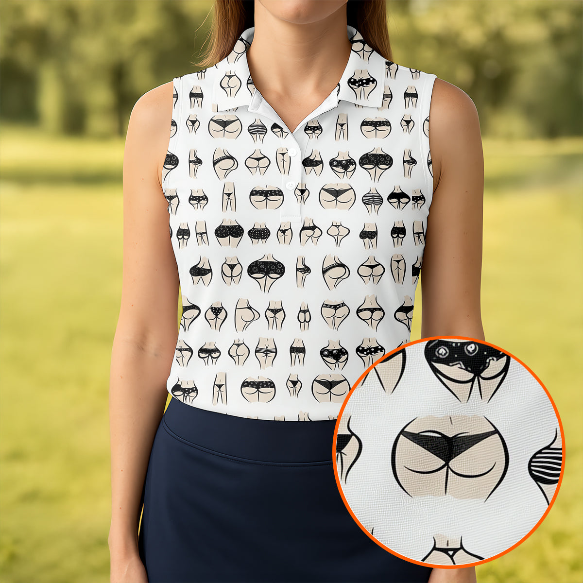 Funny Lingerie Butt Pattern Golf Polo Shirt, Ladies Golf Shirts, Performance Golf Shirt