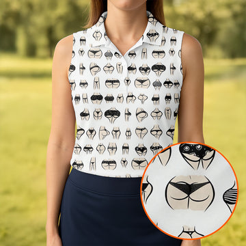 Funny Lingerie Butt Pattern Golf Polo Shirt, Ladies Golf Shirts, Performance Golf Shirt