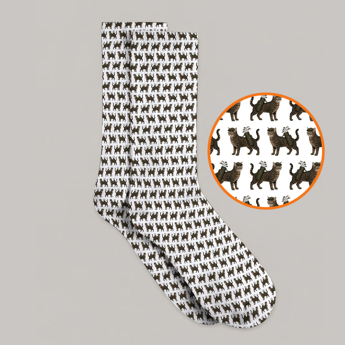 Brown Tabby Cat Golf Sock, Funny Cat Pattern Socks, Cat Lover Golf Gift For Golfer