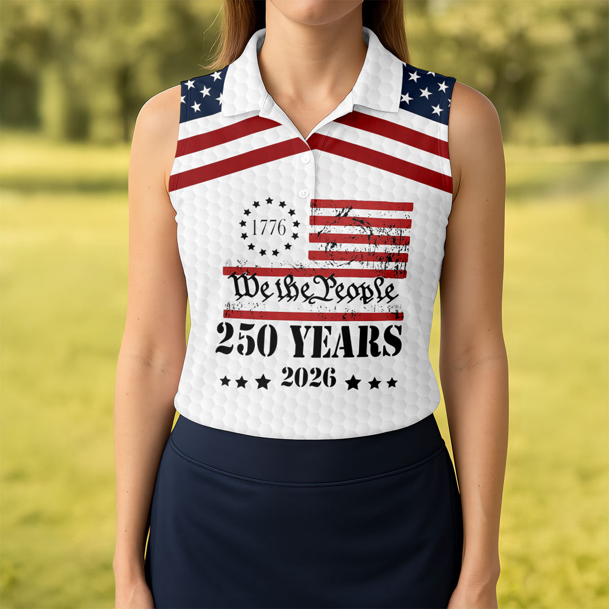 We The People 250 Years US Flag Golf Shirt, Patriotic 4th Of July Golf Shirt For Women
