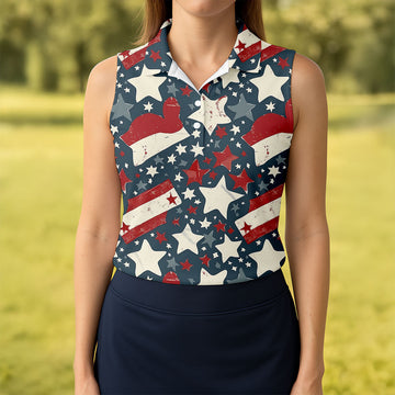 Distressed Texas Flag Golf Shirt, 250 Years Patriotic 4th Of July Golf Shirt For Women