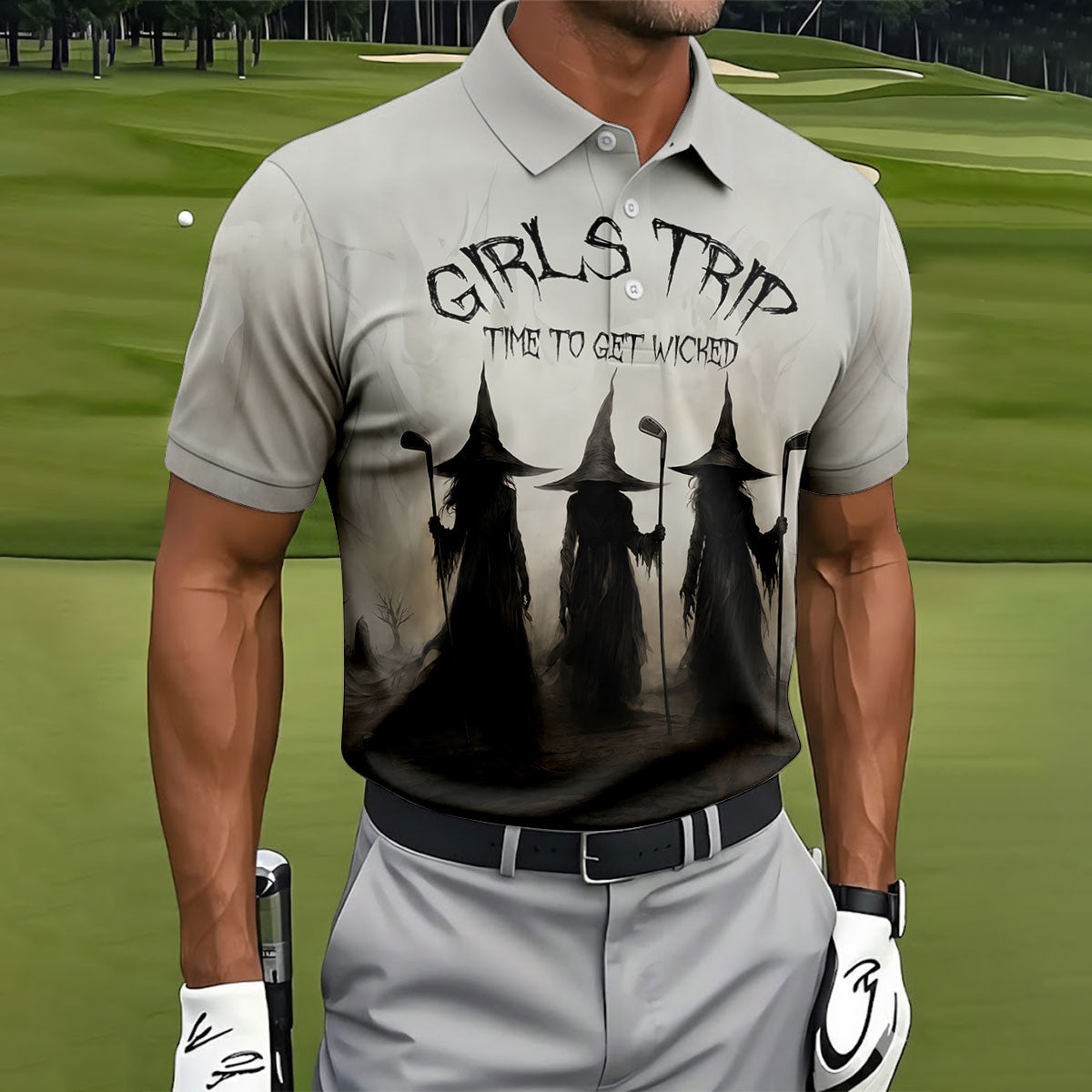 Girls Trip Time To Get Wicked Golf Polo Shirt, Men's Golf Shirt, Hawaiian Golf Shirt