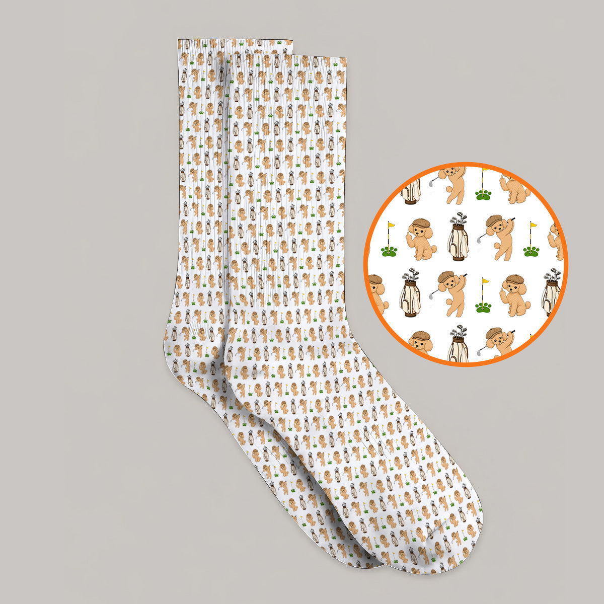 Toy Poodle Pattern Golf Socks, Funny Poodle Golf Sock, Golf Gift For Dog Lover