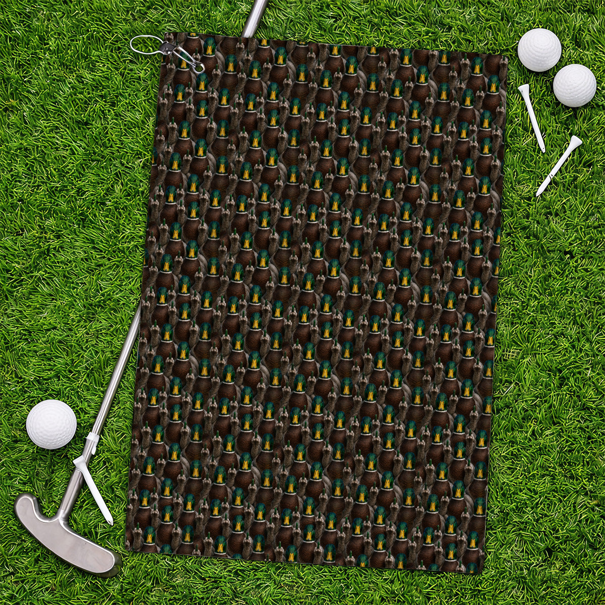 Funny Mallard Duck Pattern Towels, Rebel Duck Hunting Golf Towel, Golf Gift For Golfer