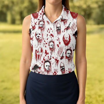 Bloody Horror Character Halloween Golf Shirt, Women's Golf Tops, Golf Shirts For Women