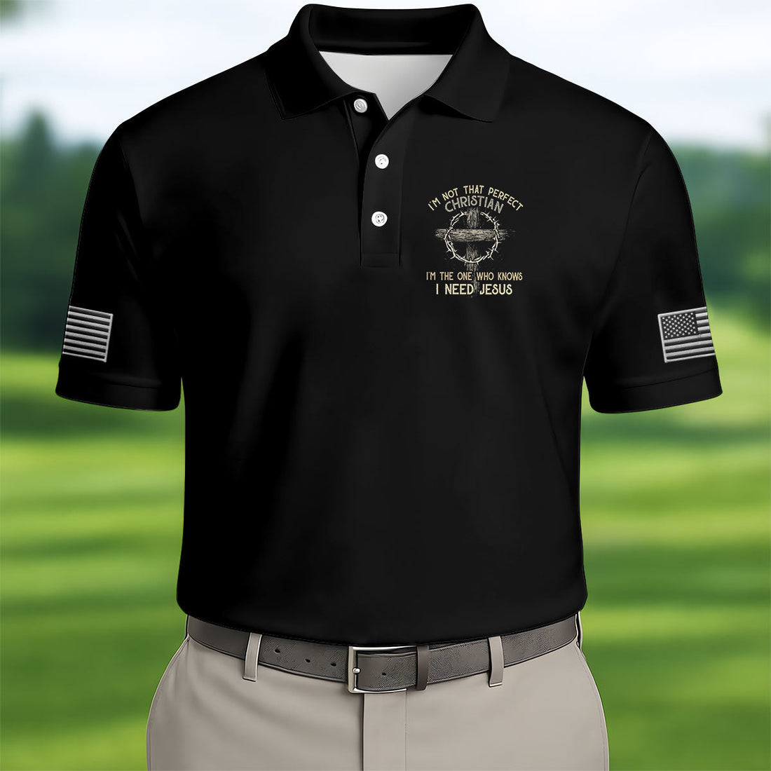 Funny Imperfect Christian Jesus Polo Shirt, Golf Shirts For Men, Mens Golf Apparel