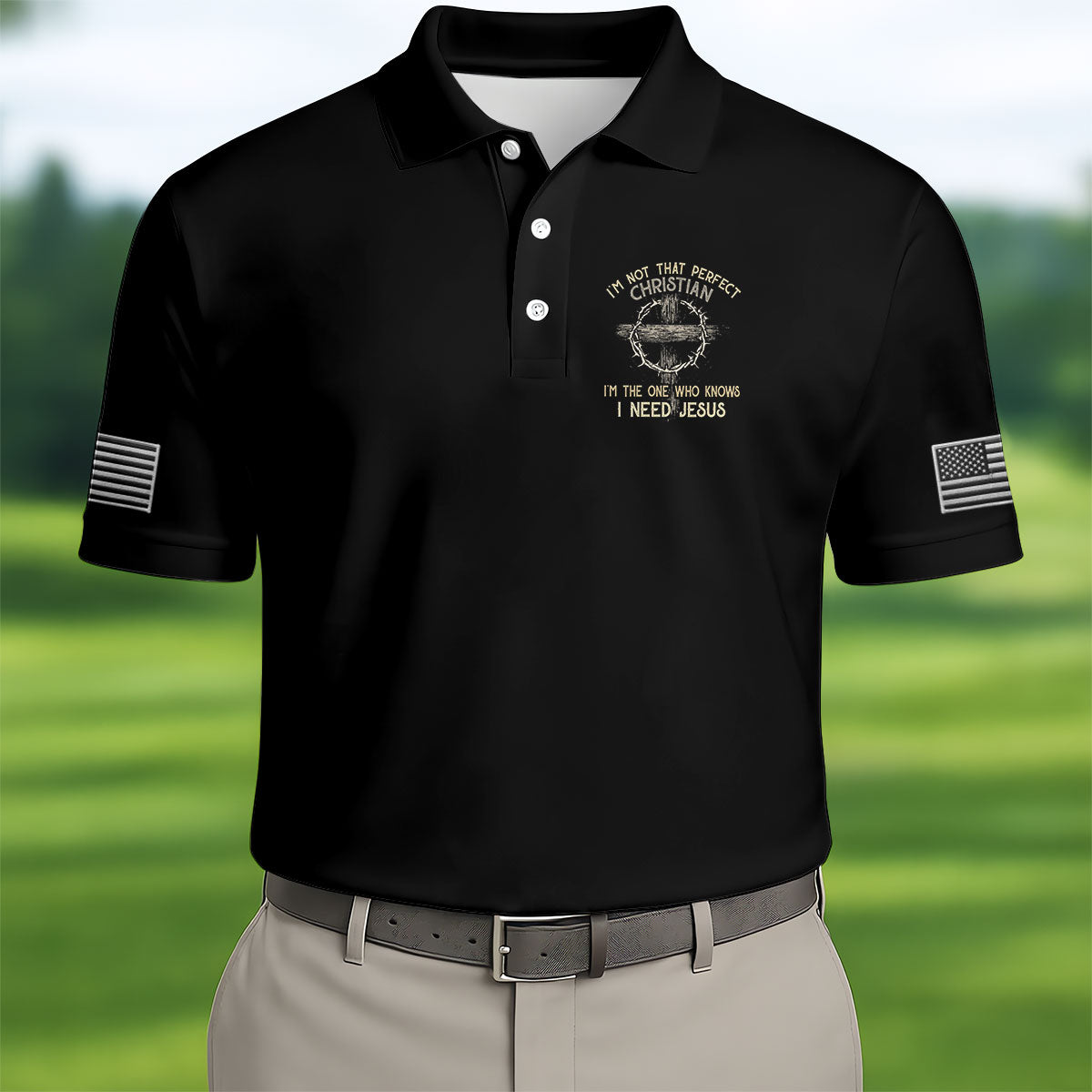 Funny Imperfect Christian Jesus Polo Shirt, Golf Shirts For Men, Mens Golf Apparel