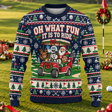 Oh What Fun It Is To Ride Ugly Christmas Sweater, Golf Lover Gifts, Funny Xmas Gifts