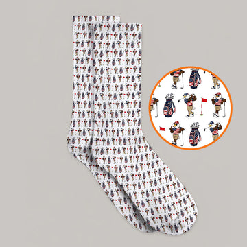 USA Patriotic Eagle Golf Socks, American Flag Eagle Golf Pattern Sock, 4th of July Golf Gift for Golfer