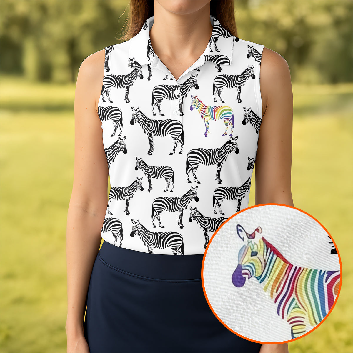 Rainbow Zebra Be Yourself Pride Month Support Ladies Golf Tops, LGBT Community Golf Shirt For Women