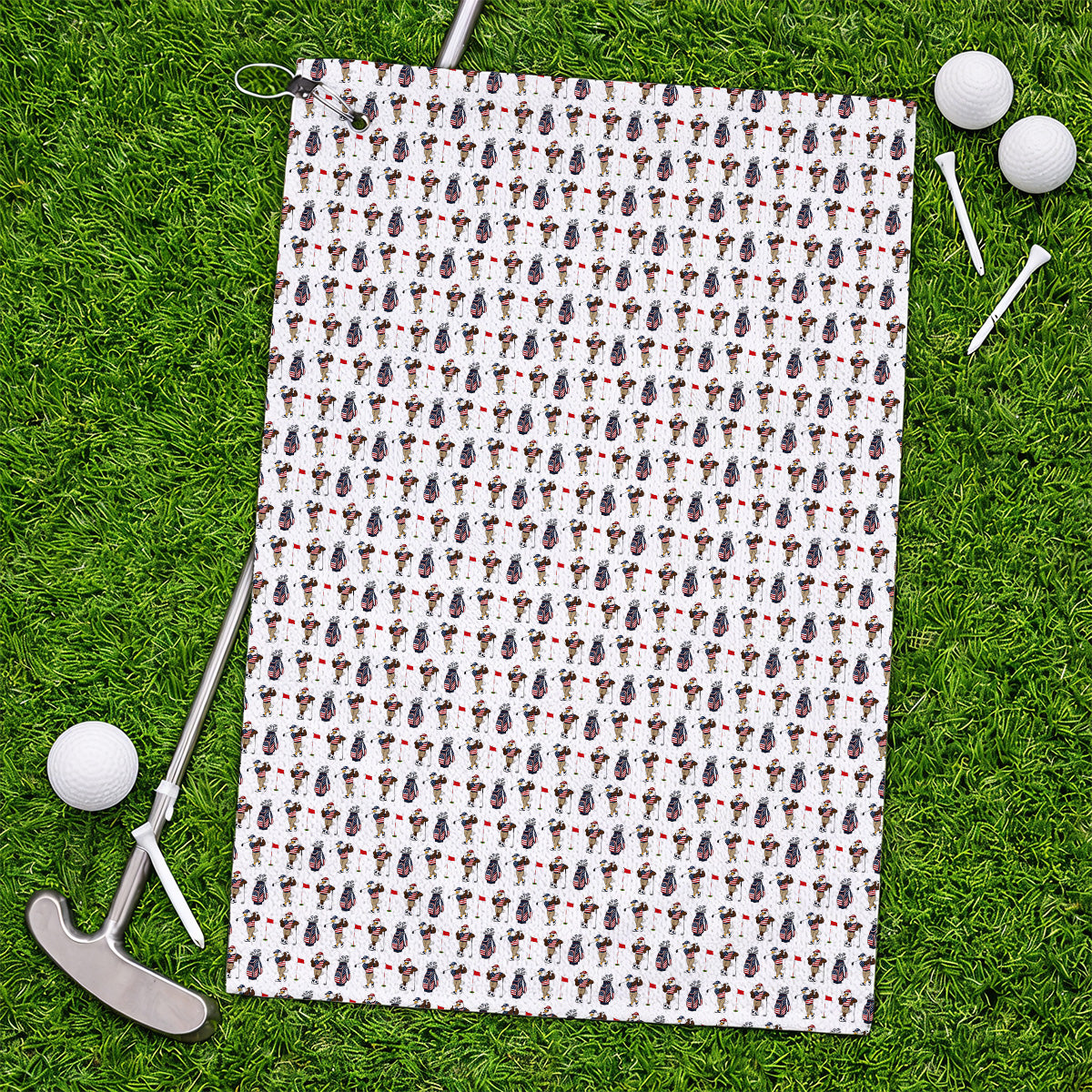 USA Patriotic Eagle Golf Towel, American Flag Eagle Golf Pattern Towels, 4th of July Golf Gift for Golfer