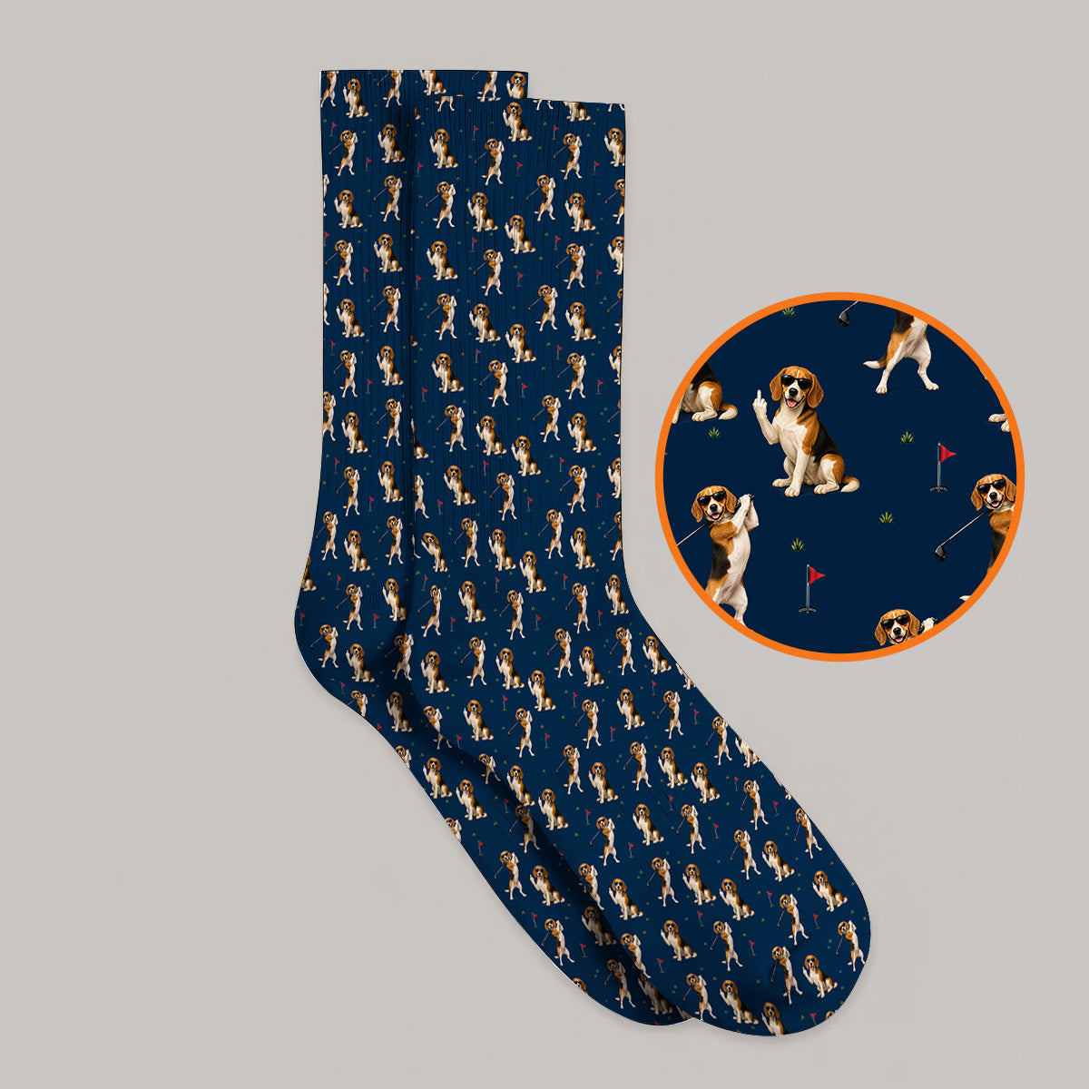 Beagle Pattern Golf Sock, Funny Beagle Golf Sock, Dog Lover Gift For Golfer