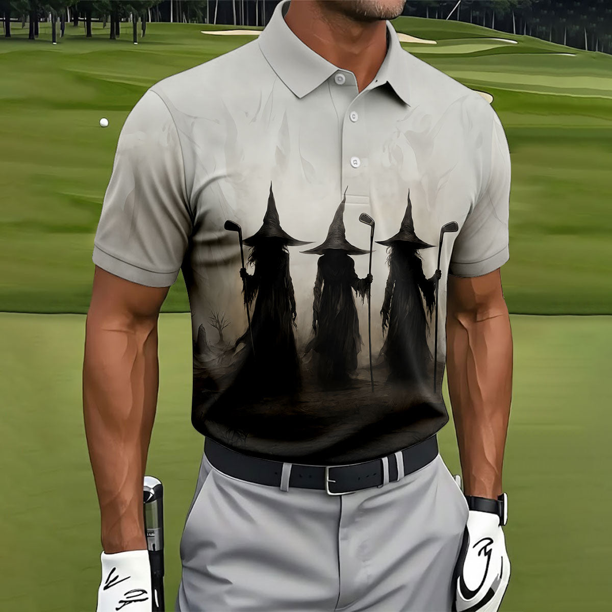 Halloween Witch Golf Polo Shirt, Golf Polo Shirts For Men, Hawaiian Golf Shirt
