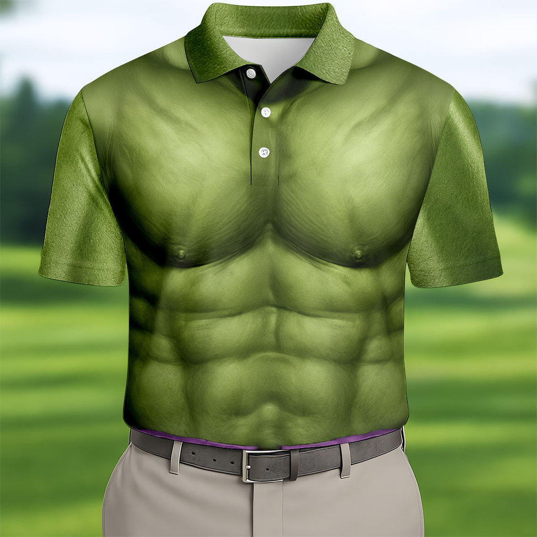Halloween Green Muscle Illusion Golf Shirt, Men's Golf Shirt, Hawaiian Golf Shirt