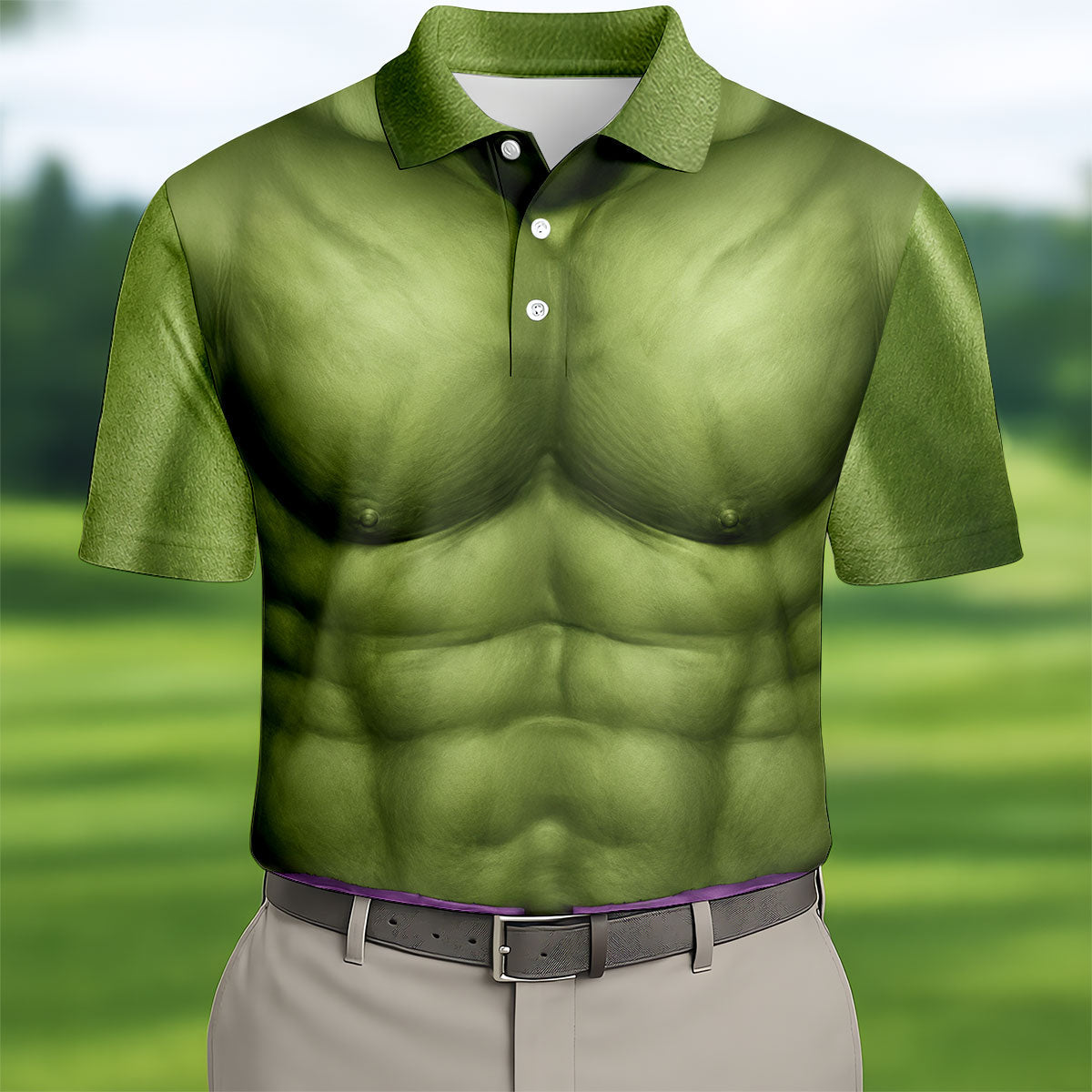 Halloween Green Muscle Illusion Golf Shirt, Men's Golf Shirt, Hawaiian Golf Shirt