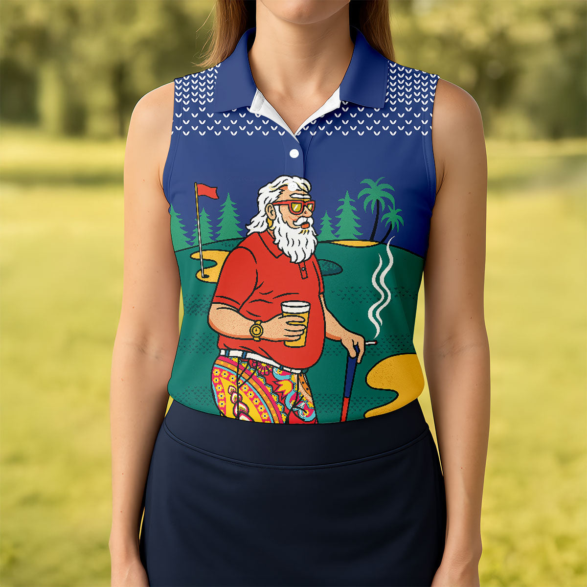 Funny Bearded Golfer With Paisley Pants Golf Polo Shirt, Ladies Golf Shirts, Women’s Golf Apparel