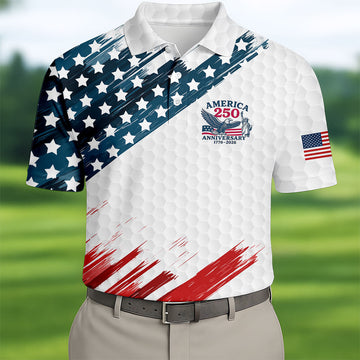 We The People Funny Statue Of Liberty US Flag Golf Shirt, 250 Years 4th Of July Golf Shirts For Men