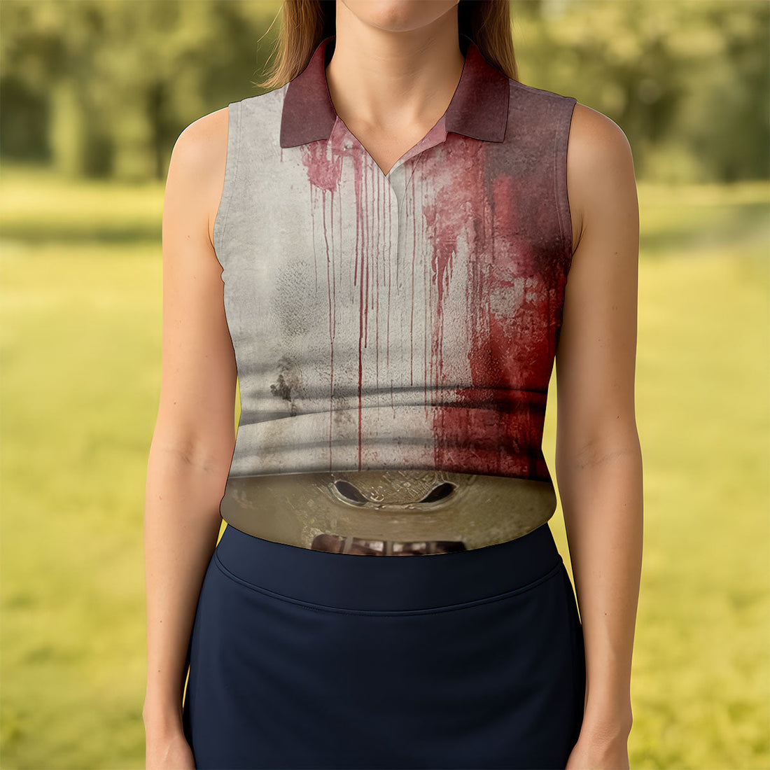 Muzzle Mask Horror Character Halloween Polo Shirt, Golf Polo For Women, Ladies Golf Top
