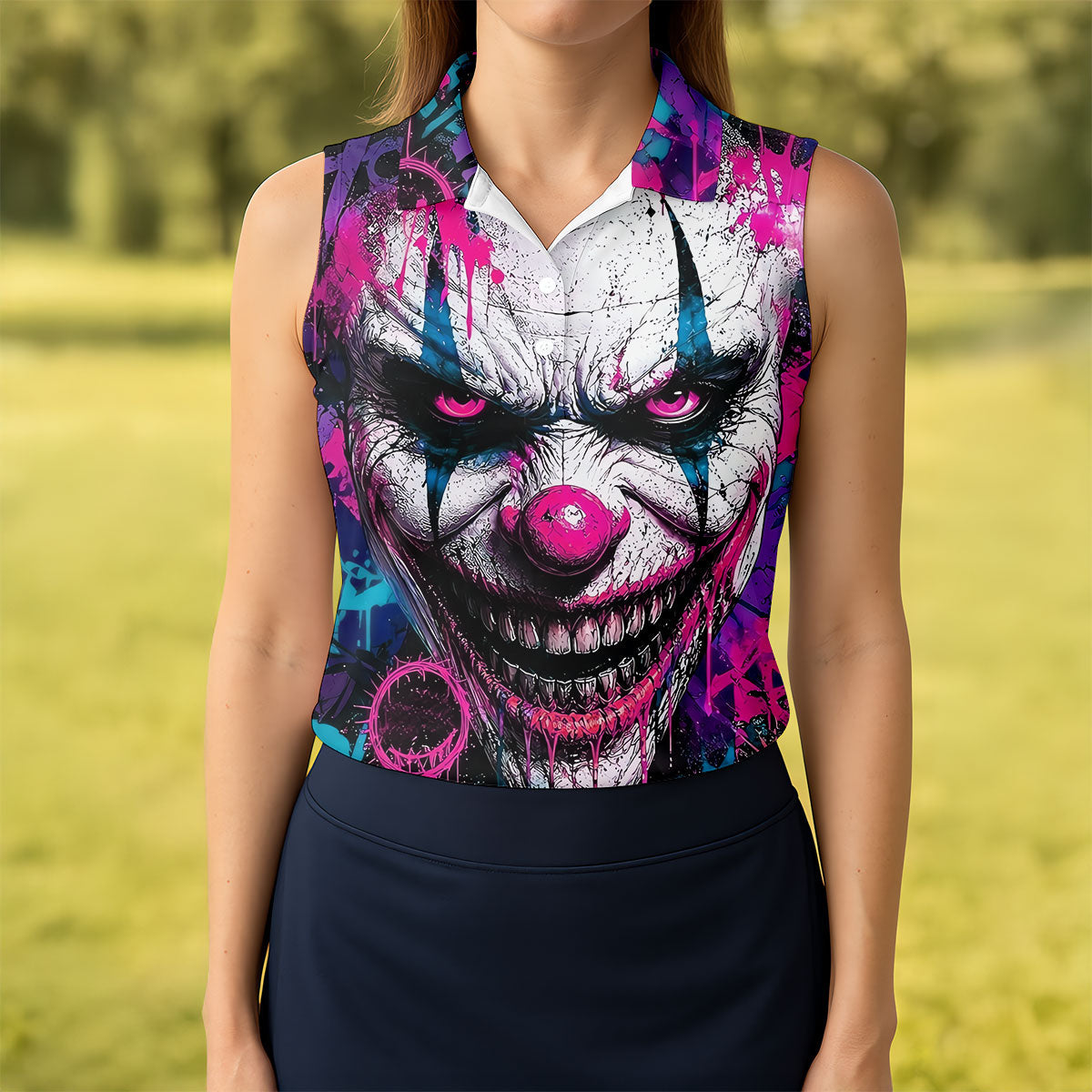 Halloween Horror Character Golf Shirt, Women's Golf Apparel, Ladies Golf Top