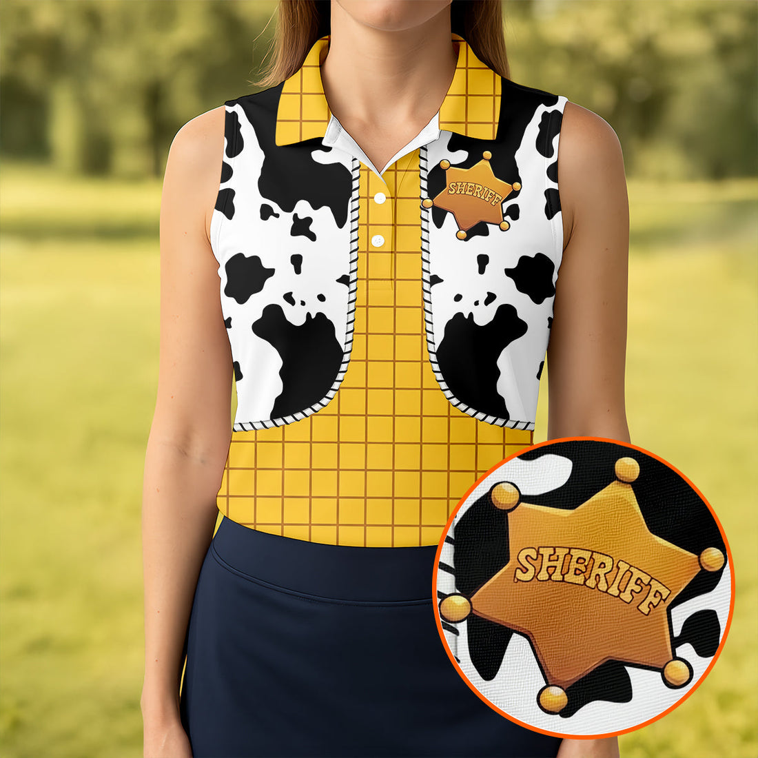 Cowboy Toy Hawaiian Golf Shirt, Cartoon Style Women's Golf Tops, Ladies Golf Shirts