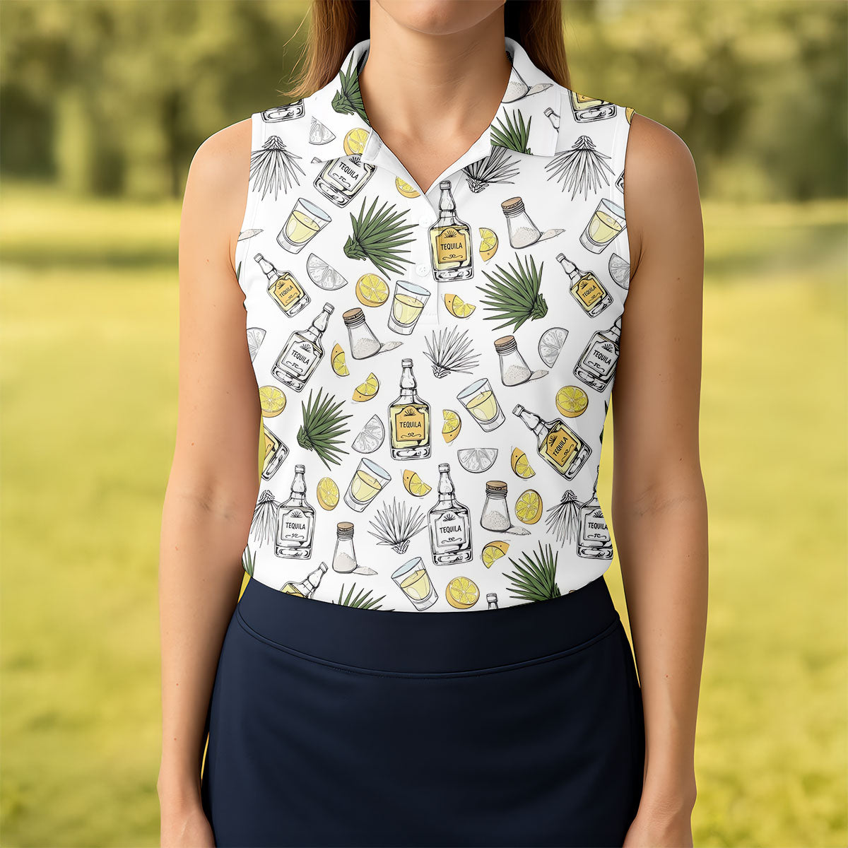 Tequila Lime Fiesta Time Ladies Golf Tops, Cinco De Mayo Celebration Golf Shirt For Women