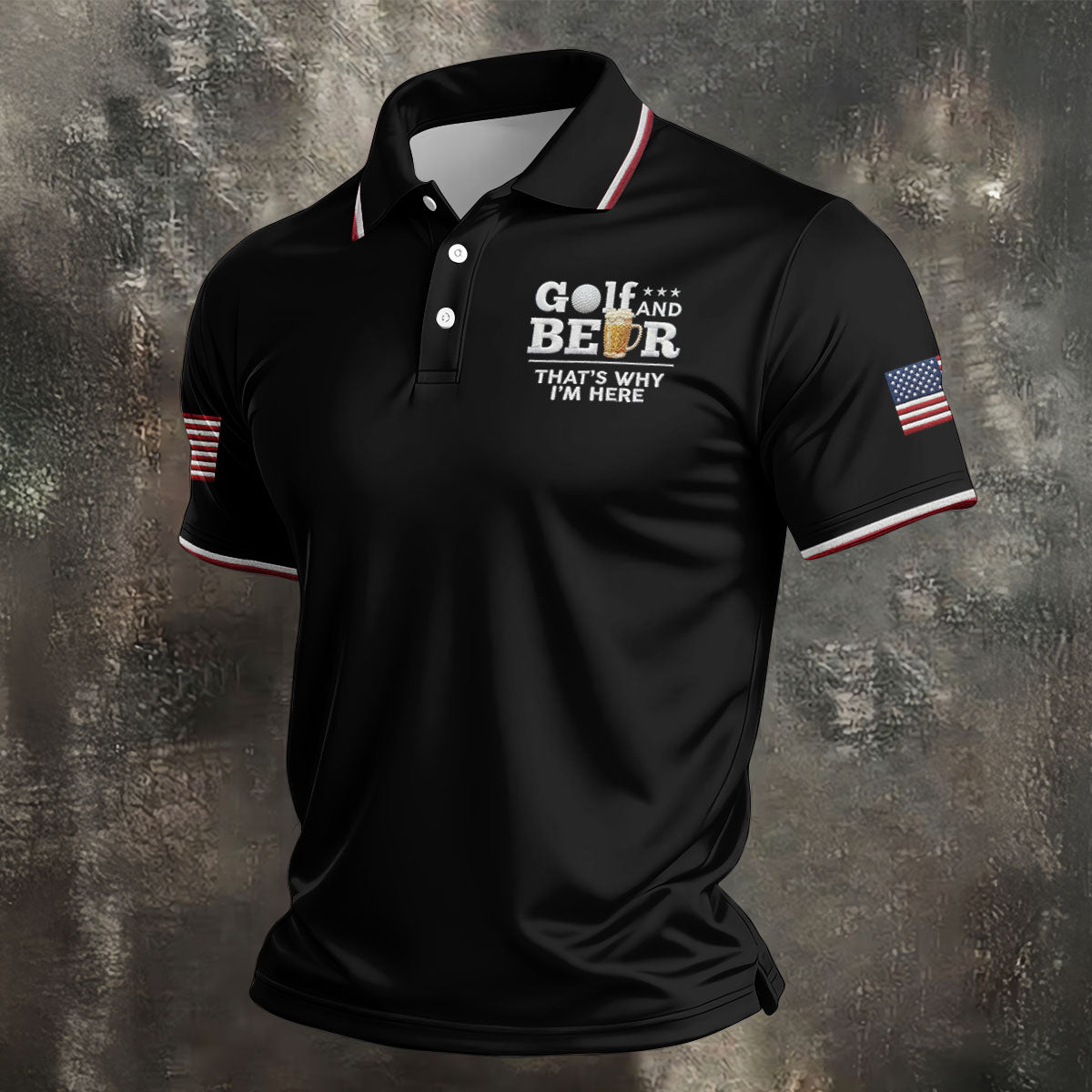 Golf And Beer That's Why I'm Here 250 Years US Flag Golf Shirt, Patriotic 4th Of July Golf Shirts For Men