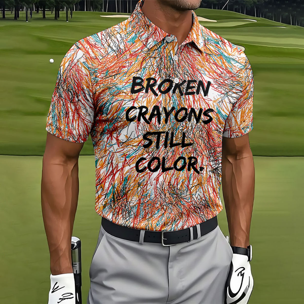 Broken Crayons Still Color Mental Health Awareness Golf Polo Shirt, Mens Golf Polo, Printed Golf Shirts