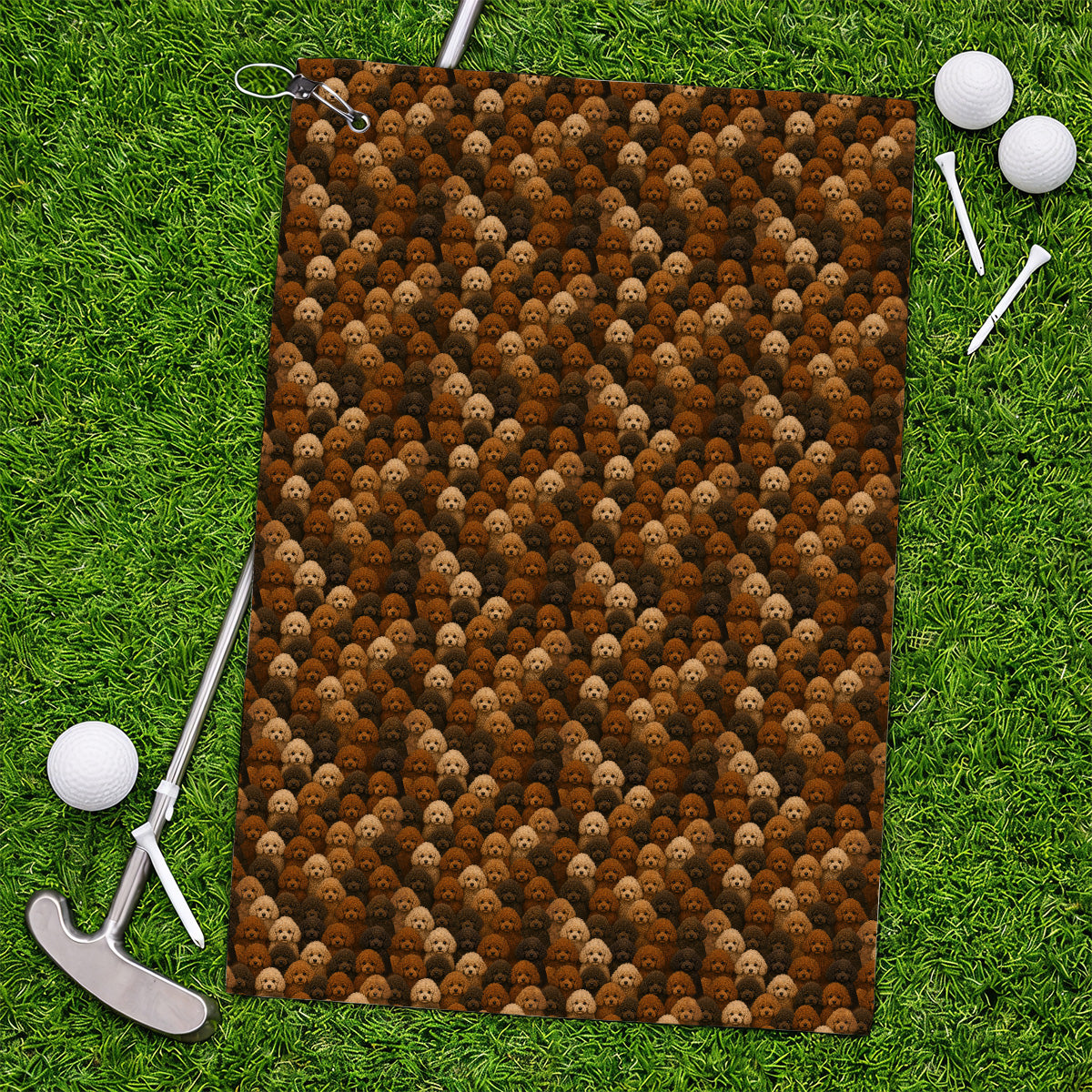 Funny Poodle Pattern Golf Towel, Poodle Dog Golf Towels, Golfer Dog Lover Gift