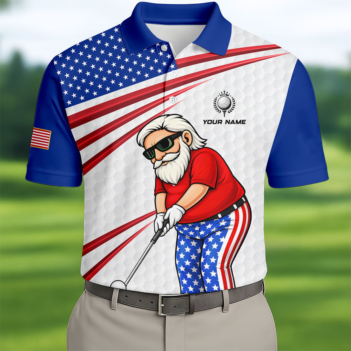 Stop Looking At My Putt Golf Ball Pattern 250 Years Patriotic 4th Of July Golf Shirts For Men