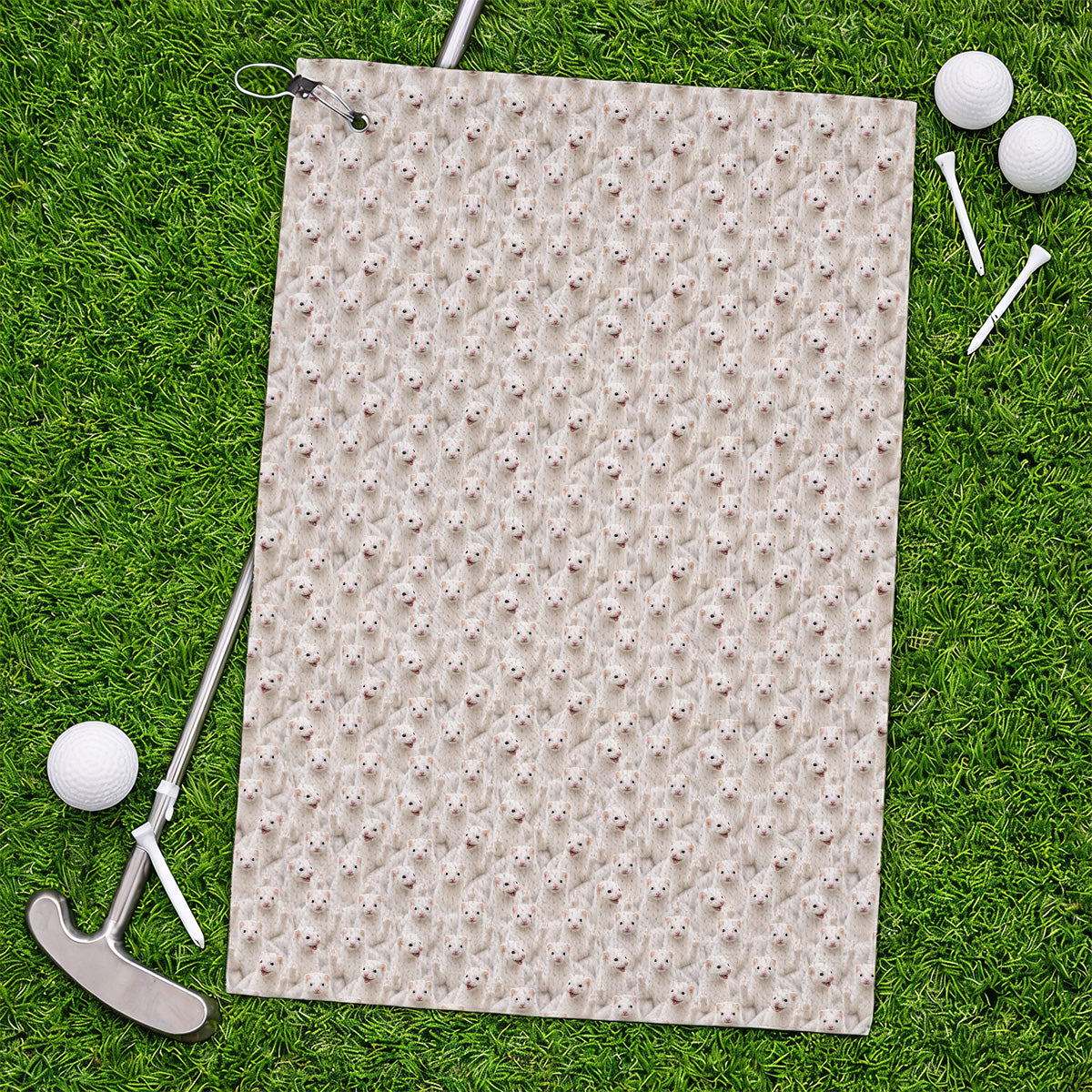 White Ferret Pattern Golf Towels, Funny Ferret Golf Towel, Golf Gift For Golfer