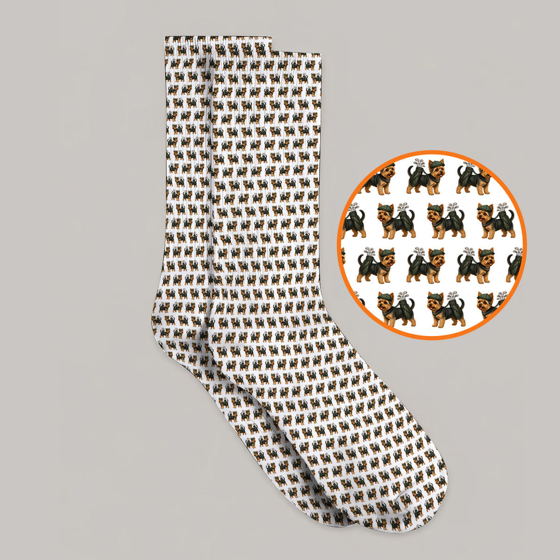Yorkie Golf Pattern Golf Socks, Yorkshire Terrier Golf Sock, Golf Gift For Golfer