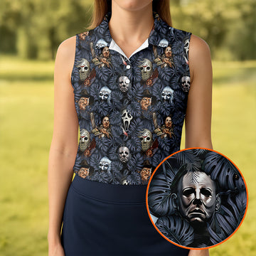 Tropical Horror Character Halloween Golf Shirt, Women's Golf Apparel, Golf Polo For Women