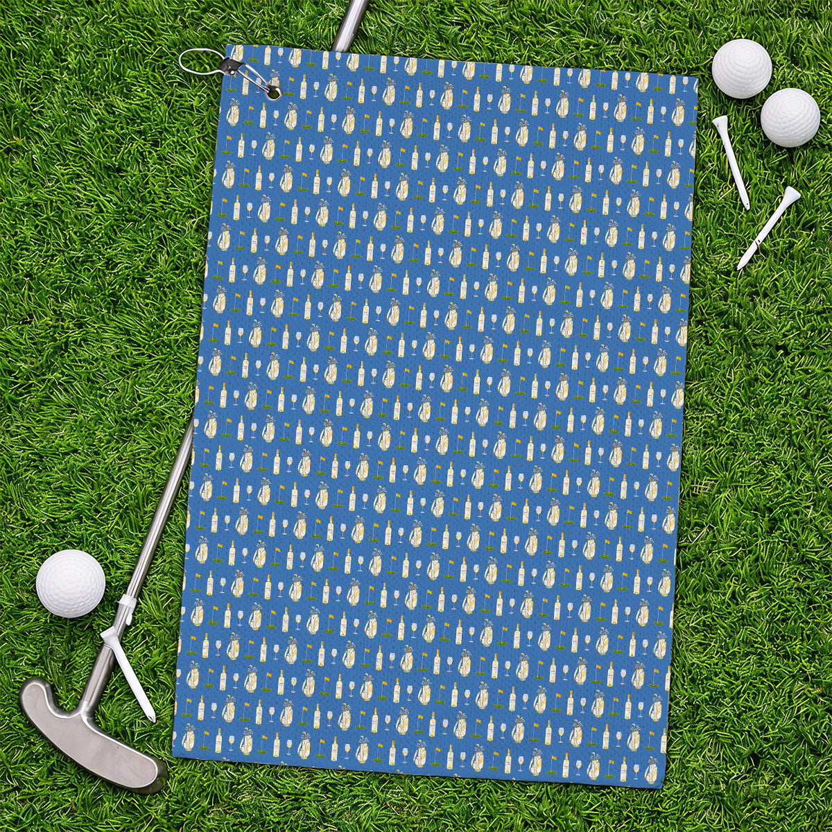 White Wine Pattern Golf Towels, Elegant Winery Golf Towel, Wine Golf Gift For Golfer