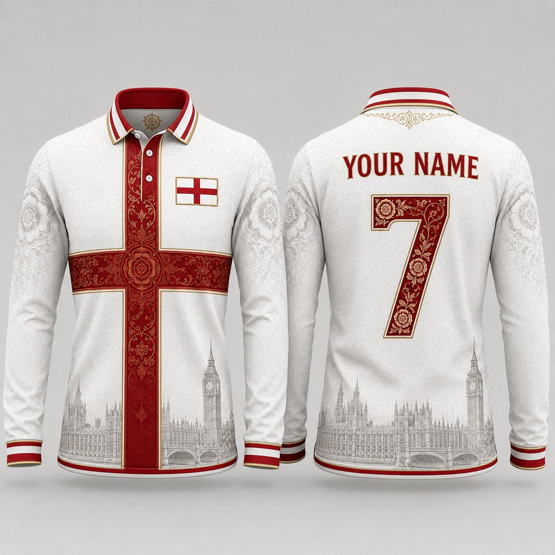 St. George's Cross Fooball Shirt, England Football Flag V-Neck For Men Football Lover, Football Gifts