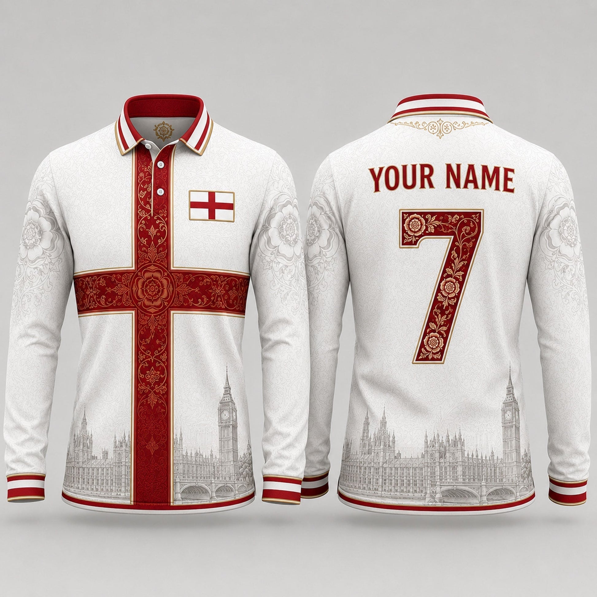 St. George's Cross Fooball Shirt, England Football Flag V-Neck For Men Football Lover, Football Gifts