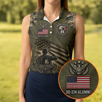 DD-214 Honorably Discharged Camo Polo Shirt, Womens Golf Polo, Veterans Day Shirt
