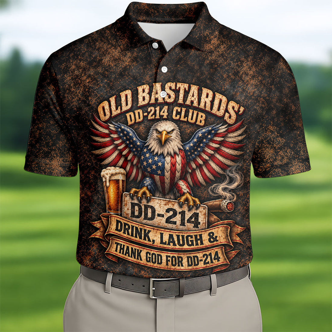 Old Bastards DD-214 Club Eagle Golf Polo Shirt, Veterans Day Shirt, Mens Golf Shirts