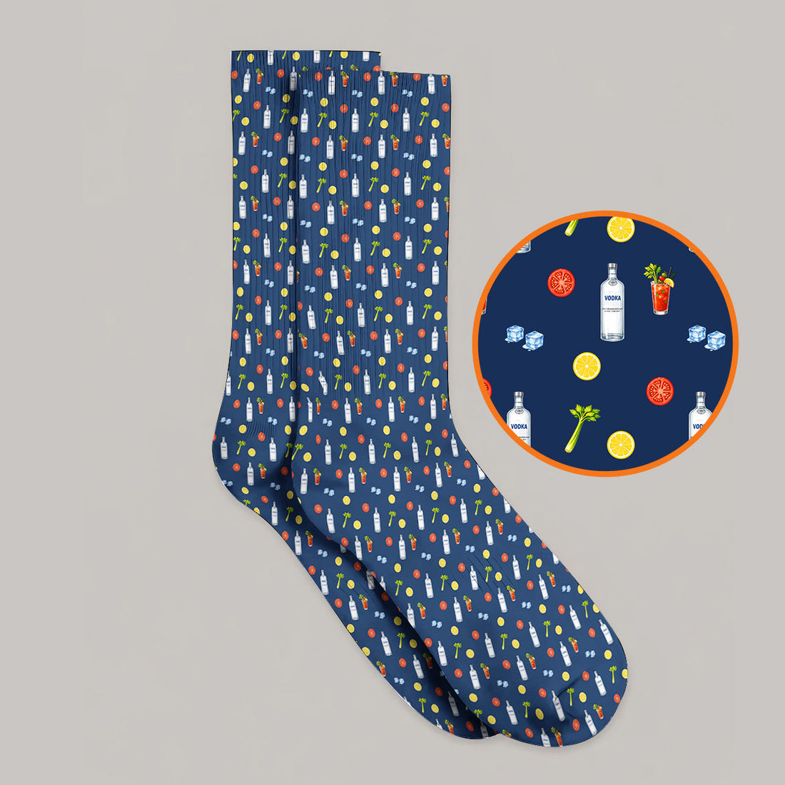 Bloody Mary Cocktail Golf Sock, Funny Golfer Drink Pattern Socks, Country Club Golf Apparel