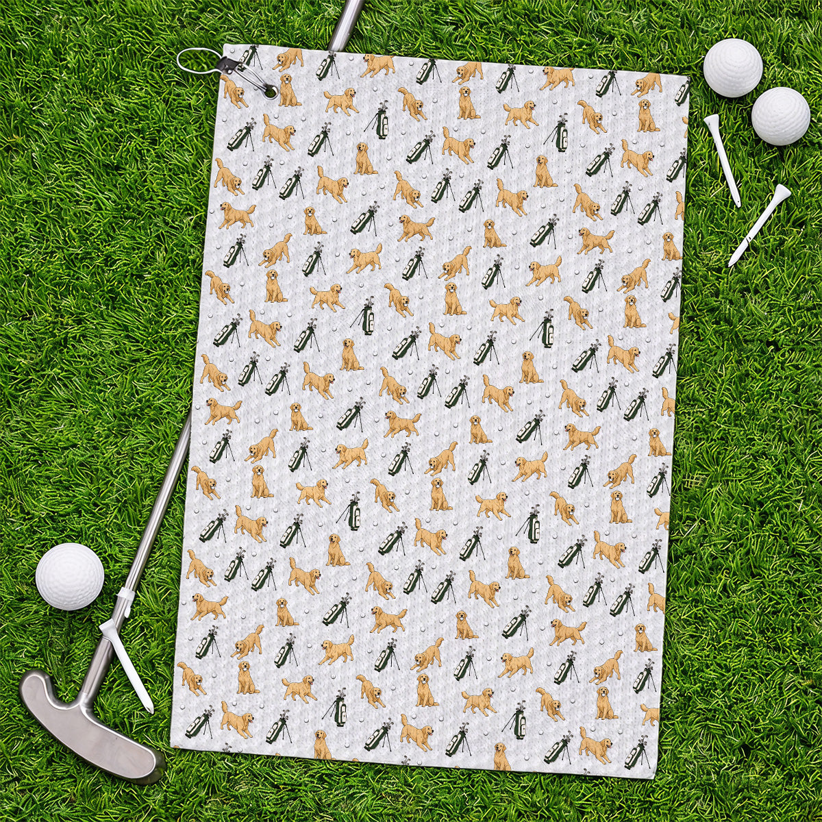 Funny Golden Retriever Pattern Golf Towel, Golden Retriever Golf Towels For Golfer, Dad Golf Gift