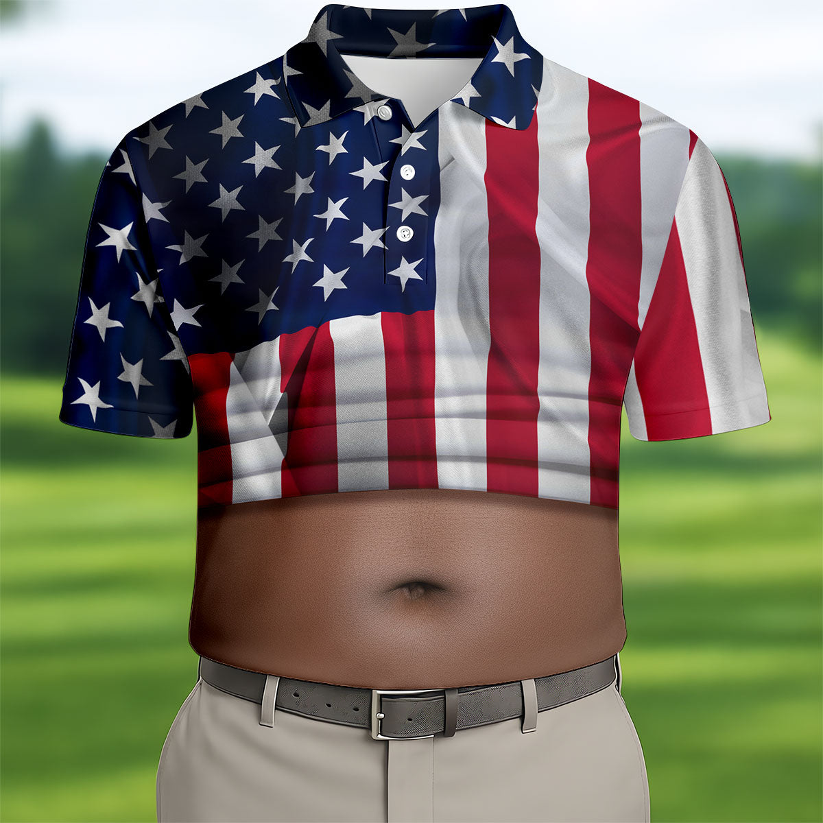 US Flag Pattern 250 Years Men's Funny Golf Polo Shirts, Father's Day Golf Shirt, Golf Gift For Dad
