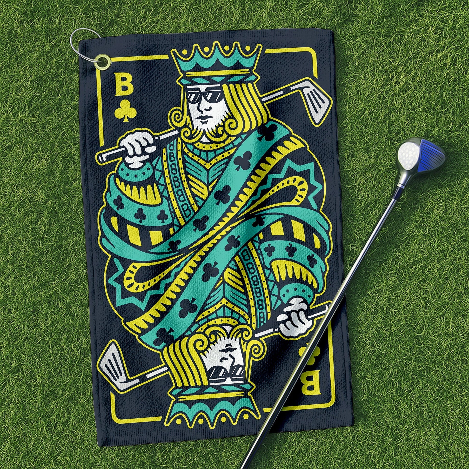 King Of Clubs Playing Card Golf Towel, Funny Golf Towel, Golf Accessories